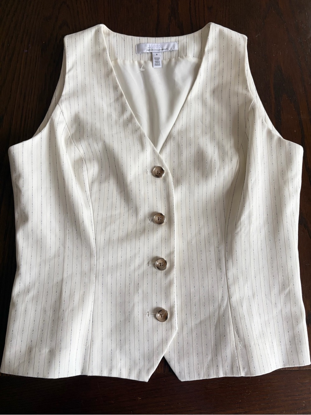 White House Black Market Ivory Striped Vest Size 8